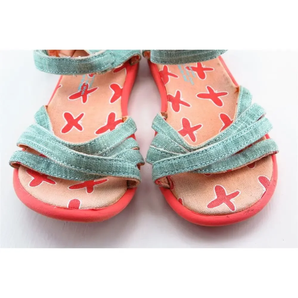 Toms Blue Fabric Sandals Girls Shoes‎ Size 2